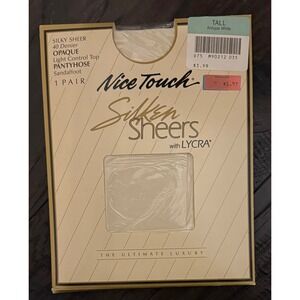 Nice Touch Womens Tall Pantyhose Antique White Silken Sheers Opaque Control Top